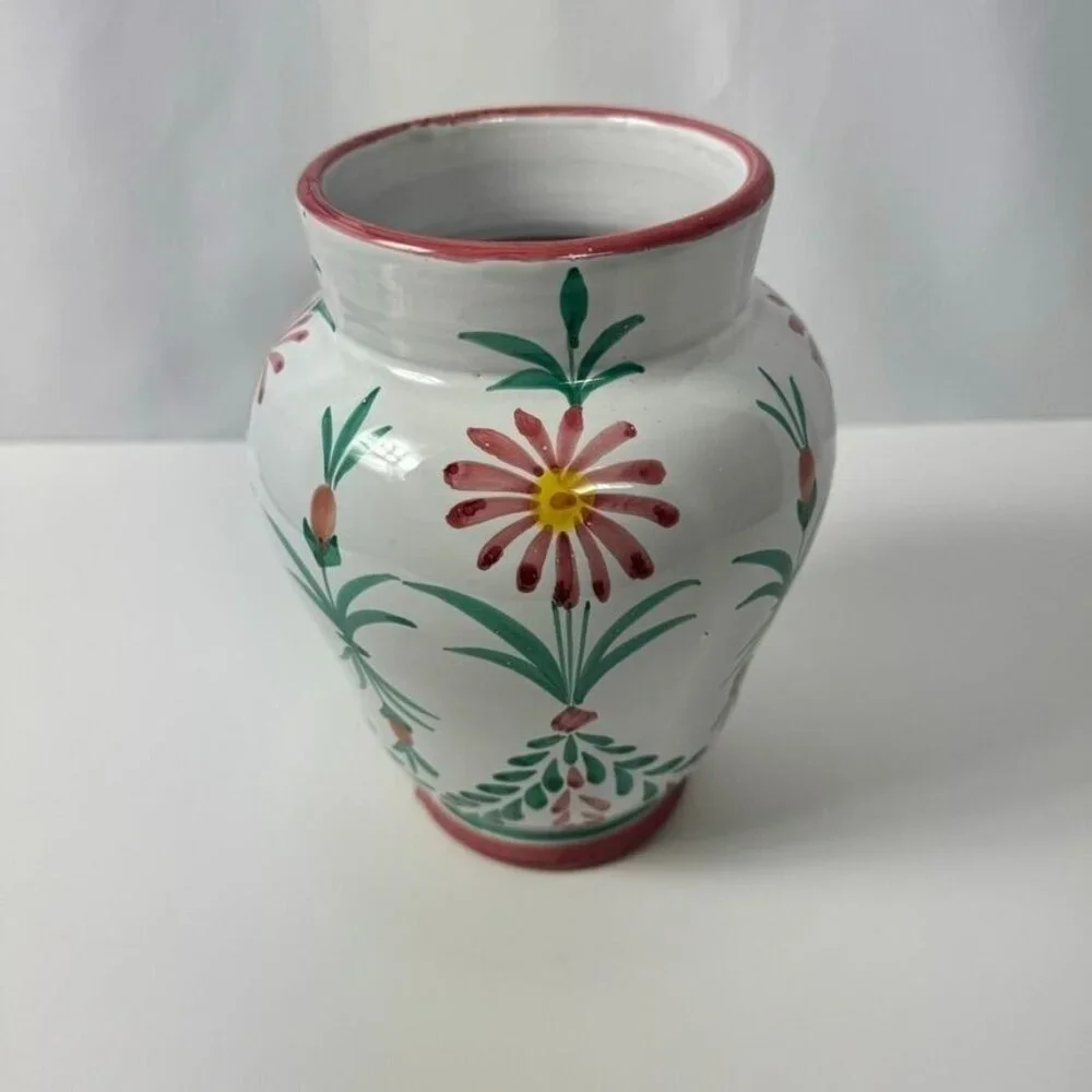 Ethan Allen Home Collection Floral Vase Made in Italy Cottage Farmhouse 8